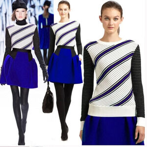 MILLY Dakota Sweater Polka Dot Stripe Merino Wool